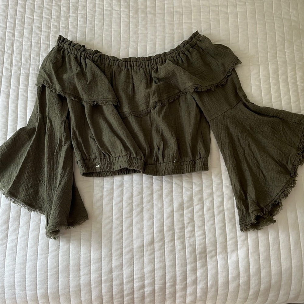 Green off the shoulder top